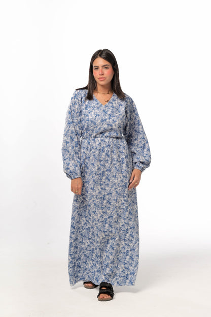 floral dress in blue