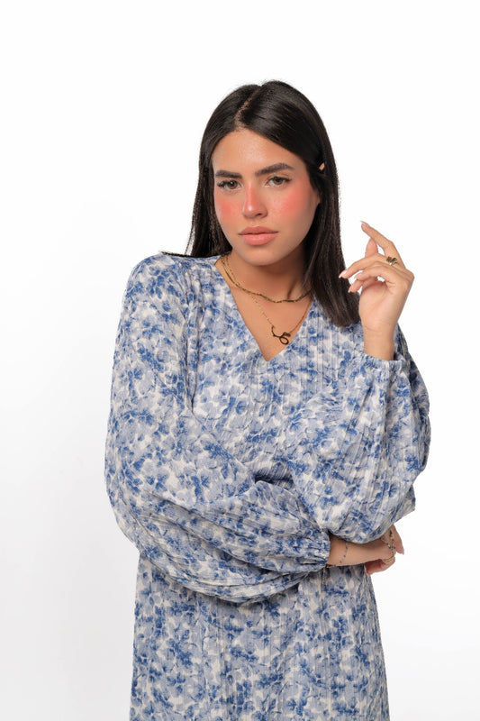 floral dress in blue