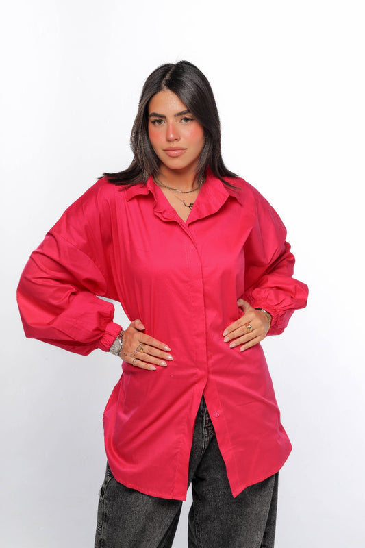 poplin shirt in hot-pink