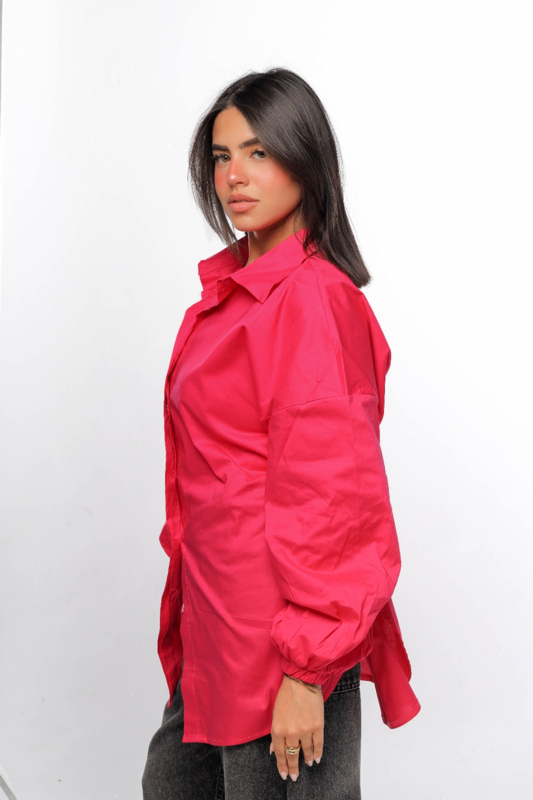 poplin shirt in hot-pink