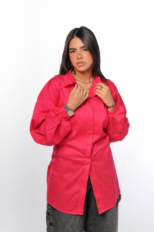 poplin shirt in hot-pink