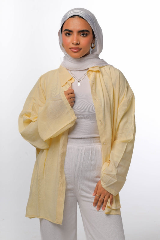 Linen soft shirt in yellow