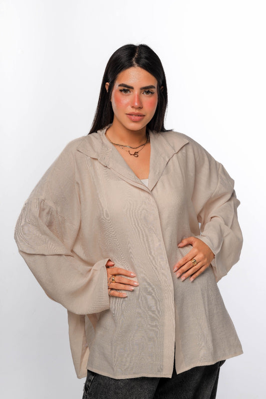 Linen soft shirt in beige