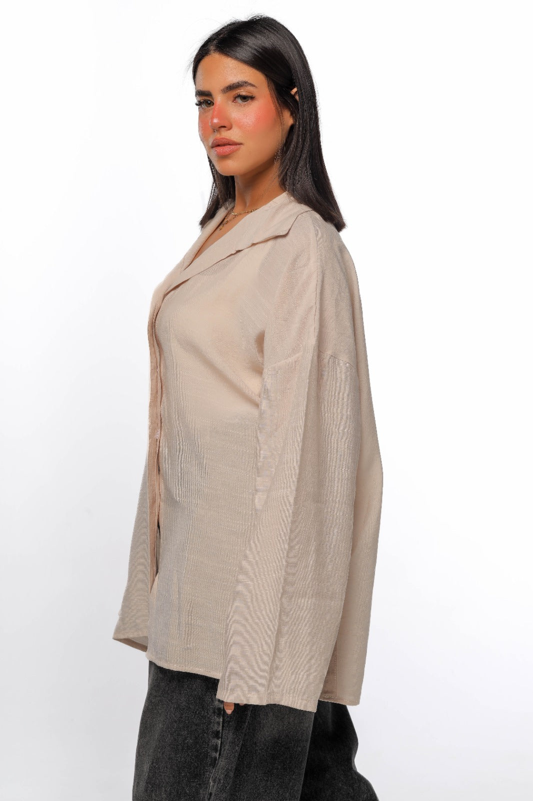 Linen soft shirt in beige