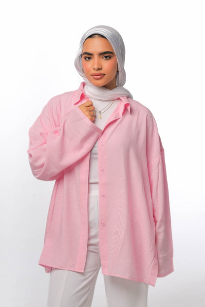 Linen soft shirt in baby pink