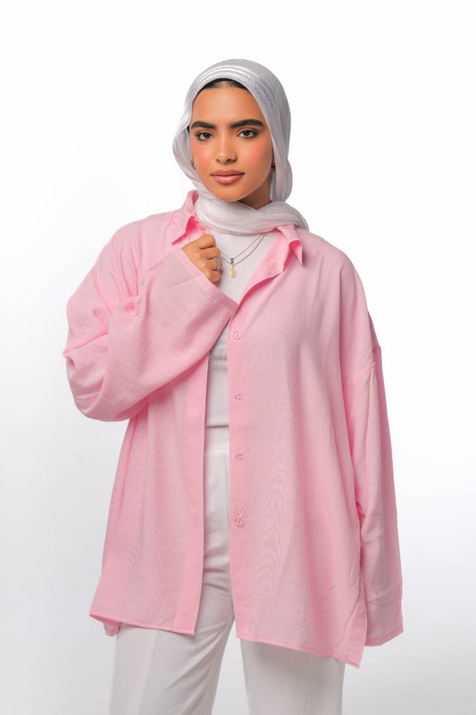 Linen soft shirt in baby pink