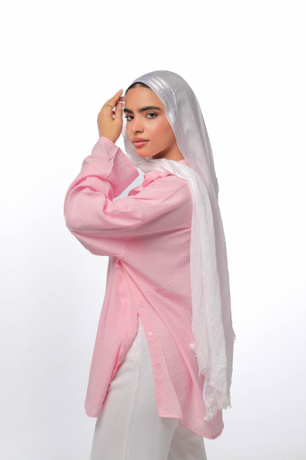 Linen soft shirt in baby pink