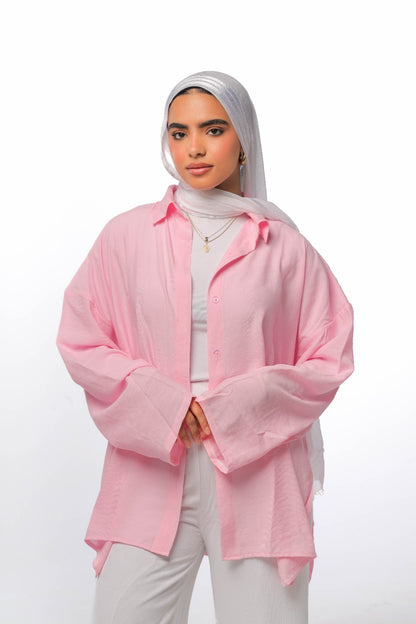 Linen soft shirt in baby pink