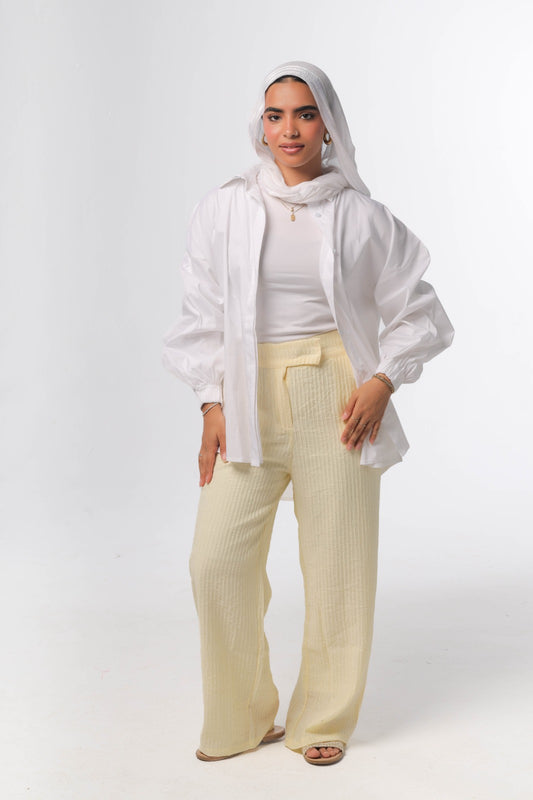 Oversized poplin shirt in off-white