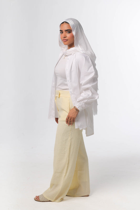 Oversized poplin shirt in off-white