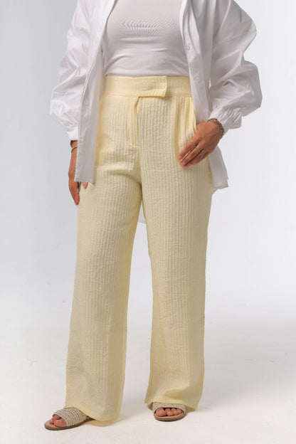 straight pants in yellow