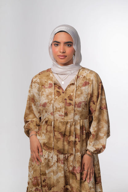 layered dress in beige*brown