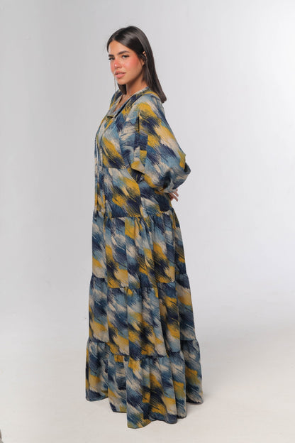 layered dress in blue*yellow