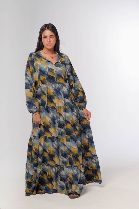 layered dress in blue*yellow
