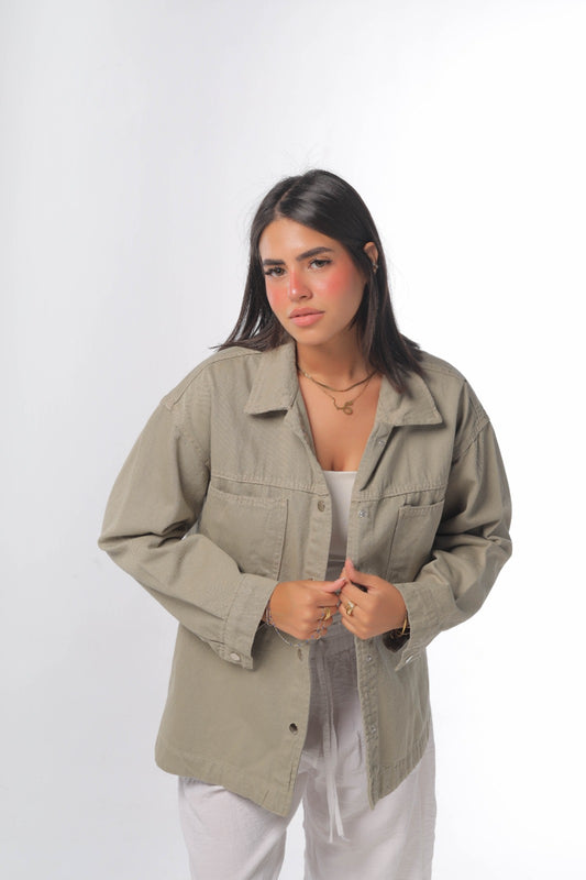 Denim jacket in olive
