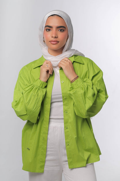 Oversized poplin shirt in lime